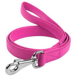 Повідок для собак WAUDOG Glamour шкіряний M-XXL рожевий (33767)