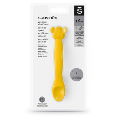 Набір дитячого посуду Suavinex Ложка силіконова, жовта мавпа (401353)