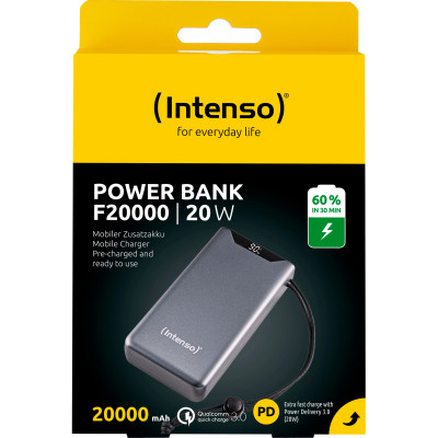 Батарея універсальна Intenso F20000 20000mAh PD/18W, QC3.0, grey (7332054)