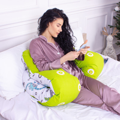 Подушка MirSon для вагітних і відпочинку Naturale Line Print №8009 U-подібна Dinosaur robot (2200006178286)
