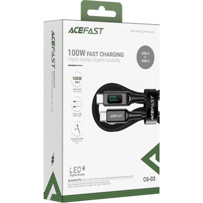 Дата кабель USB-C to USB-C 2.0m 100W with display C6-03 Acefast (6974316281054)