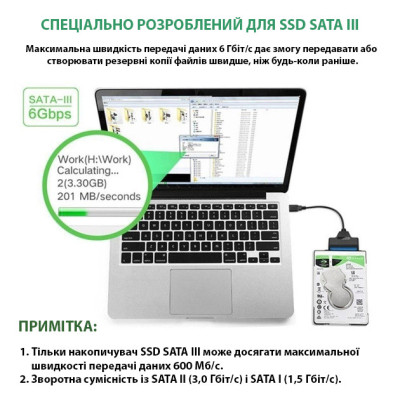 Адаптер USB3.0 Type-A/C HDD 2,5&quot; SATA II/III / SSD Dynamode (DM-AD-SATA-U3)