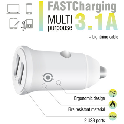 Зарядний пристрій Piko CC-312 (2USB3,1A) + Lightning cable (1283126538810)