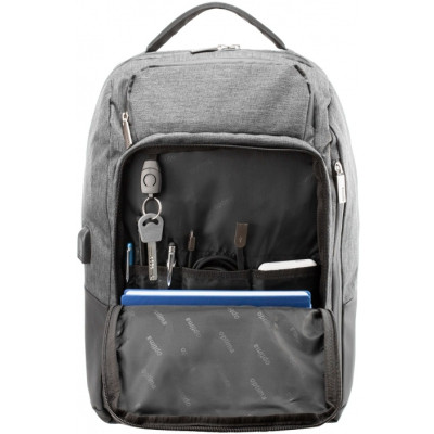 Рюкзак шкільний Optima 18&quot; USB Techno унісекс 0.7 кг 26-35 л Сірий (O96913-03)