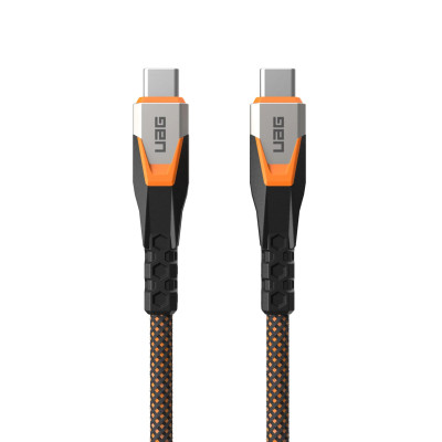 Дата кабель USB-C to USB-C 0.75m v3.2 240W Rugged double braided nylon black+orange UAG (9B4415114097)