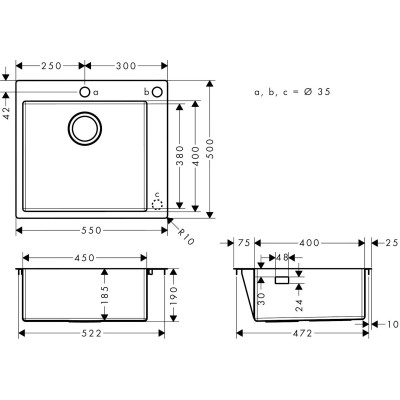 Мийка кухонна Hansgrohe S51 S510-F450 (43312170)