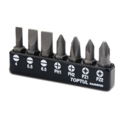 Набір біт Toptul 1/4&quot; 7од. (SL: 4*0.5, 5.5*1, 6.5*1.2; PH1, PH2; PZ1, PZ2) (GAAV0704)