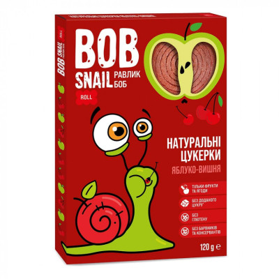 Цукерка Bob Snail Равлик Боб Яблучно-вишня 120 г (4820162520354)