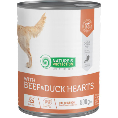 Консерви для собак Nature&#039;s Protection with Beef&amp;Duck Hearts 800 г (KIK45605)