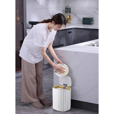 Контейнер для сміття JAH Nordic Сенсорний Білий із сірим 12 л (20258)