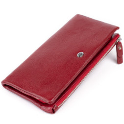 Гаманець ST Leather Зі шкіри з кишенею для мобільного Бордовий (19311)