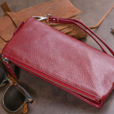 Гаманець ST Leather Зі шкіри з кишенею для мобільного Бордовий (19311)