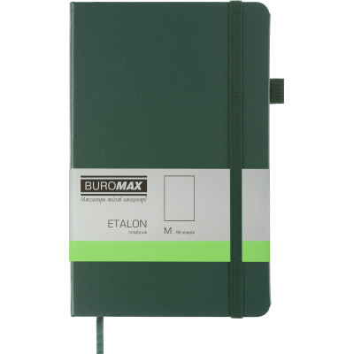 Книга записна Buromax Etalon 125x195 мм 96 листів без лінівки обкладинка зі штучної шкіри Зелена (BM.291060-04)