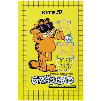 Блокнот Kite А6 Garfield, тверда обкладинка, 80 аркушів, клітинка (GF25-199)