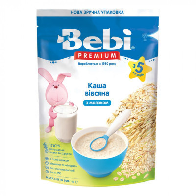 Дитяча каша Bebi Premium молочна вівсяна +5 міс. 200 г (8606019654351)