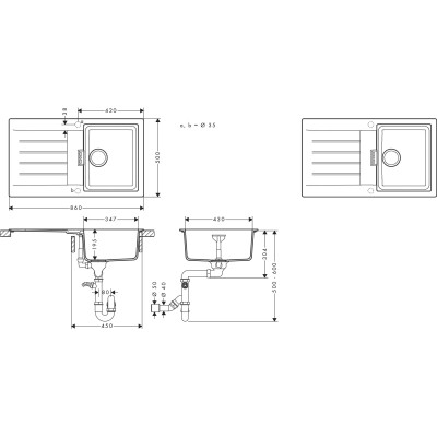Мийка кухонна Hansgrohe S520-F345 + зміш. Zesis M33 (43356800)