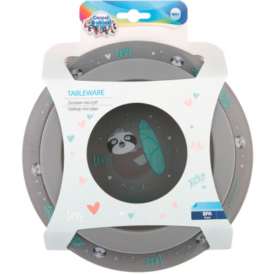 Набір дитячого посуду Canpol babies Exotic Animals Сірий 2 шт. (56/523_grey)