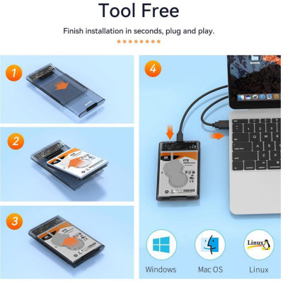 Кишеня зовнішня Maiwo 2.5&quot; SATA/SSD HDD - USB3.1 Gen1 Type-C (K2510)