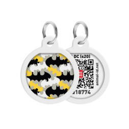 Адресник для тварин WAUDOG Smart ID з QR паспортом &quot;Бетмен візерунок&quot;, коло 30 мм (230-1020)