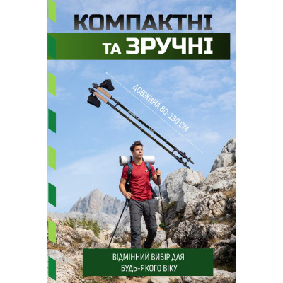 Палиці для скандинавської ходи PowerPlay 9105 Sisu Black/Gold 80-135 см (PP_9105_SISU)
