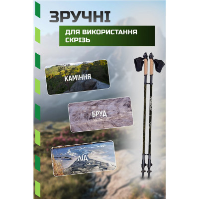 Палиці для скандинавської ходи PowerPlay 9105 Sisu Black/Gold 80-135 см (PP_9105_SISU)