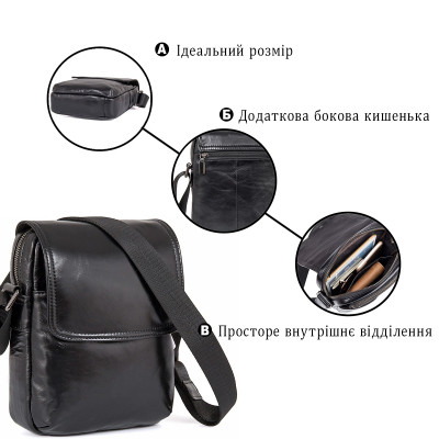 Сумка Vintage Шкіряна Чорна (14470)