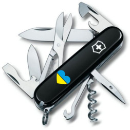 Ніж Victorinox Climber Ukraine Black &quot;Серце жовто-блакитне&quot; (1.3703.3_T1090u)