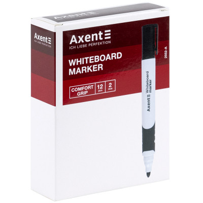 Маркер Axent для сухостираємих дошок Comfort Grip 2 мм круглих Червоний (2552-06-A)