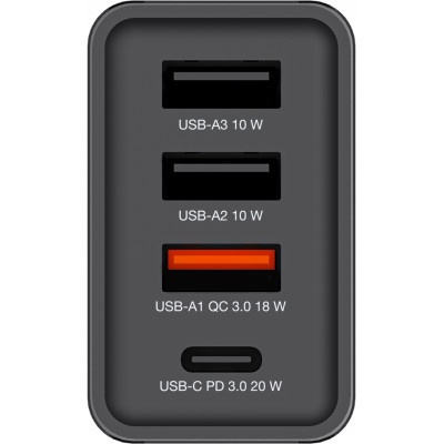Зарядний пристрій Verbatim USB 30W PD3.0 4-ports black (49700)