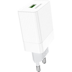 Зарядний пристрій BOROFONE BA47A Mighty speed single port QC3.0 3A + Type-C cable White (BA47AW)