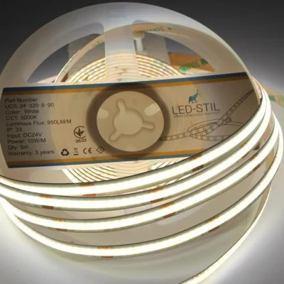Світлодіодна стрічка LED-STIL 5000K 10 Вт/м COB 320 діодів IP33 24 Вольта 1000 lm нейтральне світло (UC5-24-320-8-90)