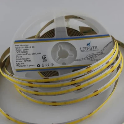 Світлодіодна стрічка LED-STIL 5000K 10 Вт/м COB 320 діодів IP33 24 Вольта 1000 lm нейтральне світло (UC5-24-320-8-90)