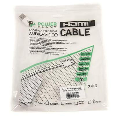 Перехідник PowerPlant USB 2.0 -&gt; RJ45, 15cm (DV00DV4066)
