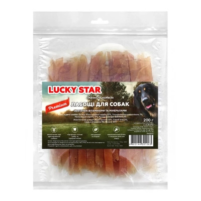 Ласощі для собак Lucky Star Соломка з курячого в&#039;яленого м&#039;яса ≈11 см 200 г (4820144301063)