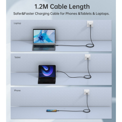 Дата кабель USB-C to USB-C 1.2m USB4.0 Gen3 240W (8K HDR) Choetech (XCC-1040-GY)