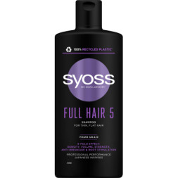 Шампунь Syoss Full Hair 5 з тигровою травою для тонкого волосся без об'єму 440 мл (4015100339086/9000101276992)