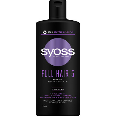 Шампунь Syoss Full Hair 5 з тигровою травою для тонкого волосся без об&#039;єму 440 мл (4015100339086/9000101276992)