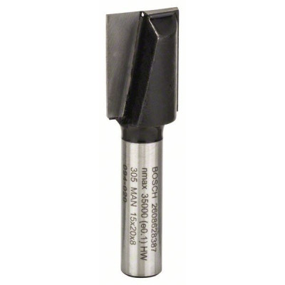 Фреза Bosch Professional пазова з двома лезами, Std, S8, D15, L20 (2.608.628.387)