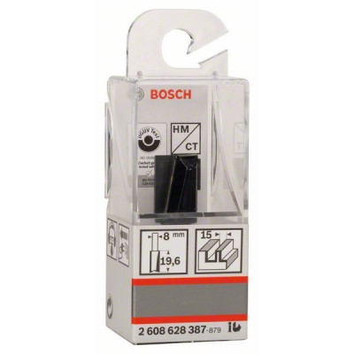Фреза Bosch Professional пазова з двома лезами, Std, S8, D15, L20 (2.608.628.387)