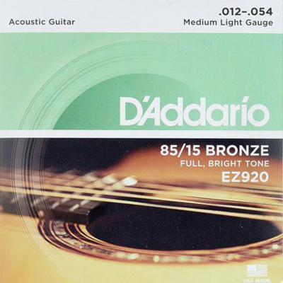 Струни для гітари D&#039;Addario 85/15 Bronze Medium Light (12-54) (EZ920)