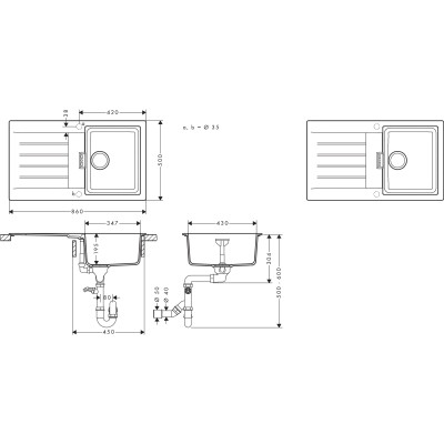 Мийка кухонна Hansgrohe S520-F345 + зміш. Zesis M33 (43356670)