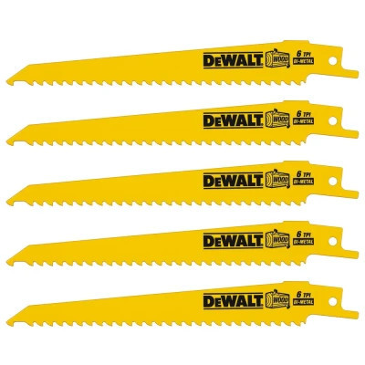 Полотно DeWALT пиляльне біметалеве, швидкий пропил, 152 мм, 6 TPI, 5 шт (DT2359)