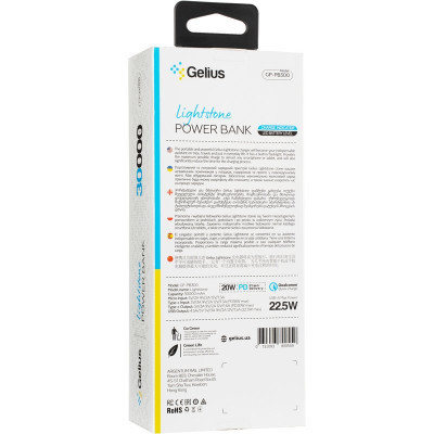 Батарея універсальна Gelius Lightstone GP-PB300 30000mAh QC+PD (22.5W) Green (00000090465)
