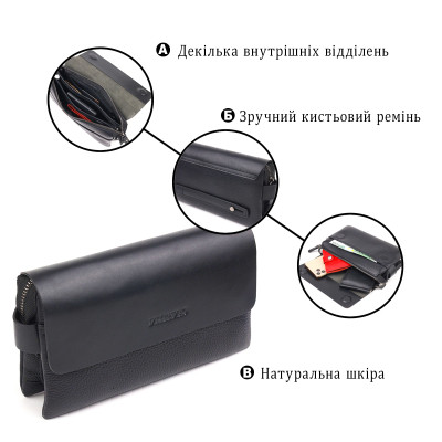 Сумка Canpellini З натуральної шкіри Чорна (21564)
