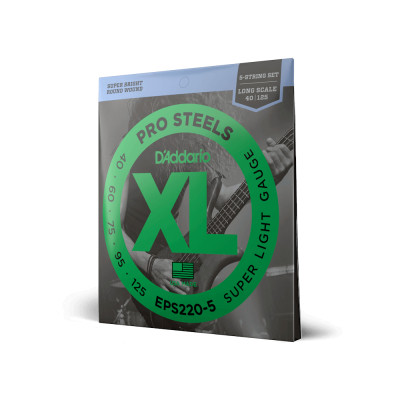 Струни для гітари D&#039;Addario XL ProSteels Bass Super Light 5-String (40-125) (EPS220-5)
