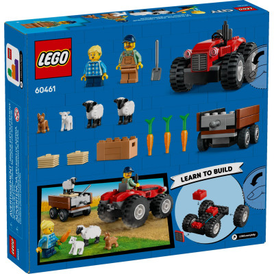 Конструктор LEGO City Червоний фермерський трактор із причепом і вівцями (60461)