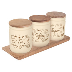 Банка Herevin Wooden Set-Beige-Browm Tea-Coffee-Sugar 0.446 л (232102-021)