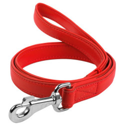 Повідок для собак WAUDOG Glamour шкіряний M-XXL червоний (33763)