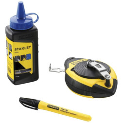Шнур розміточний Stanley FATMAX, 30м у комплекті, крейдяний порошок, підвісний рівень. (0-47-681)