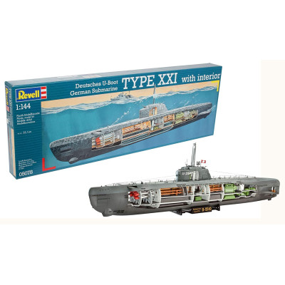 Збірна модель Revell Підводний човен Type XXI з інтер&#039;єром, рівень 4, 1:72 (RVL-05078)